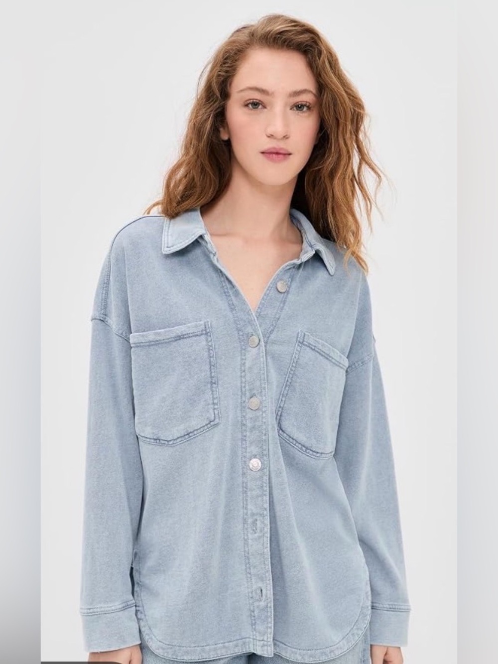 Faux denim shacket